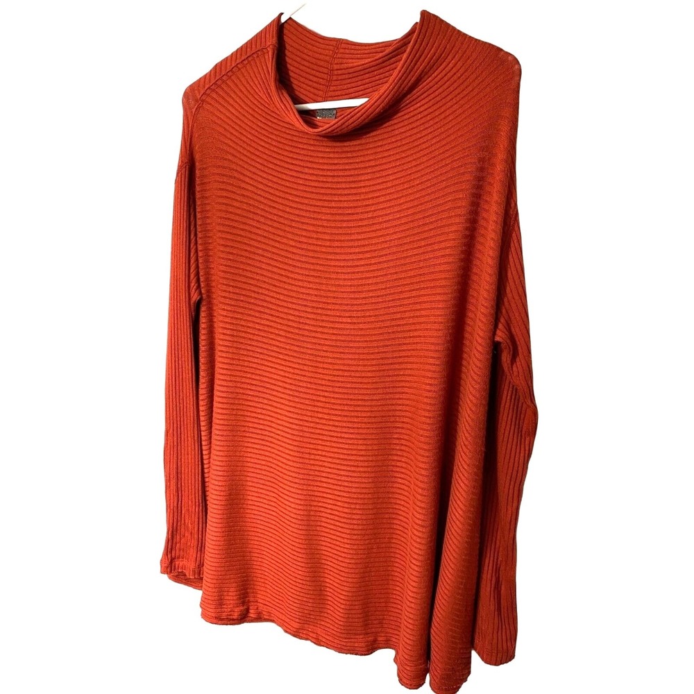 We The Free Free People Orange Ribbed Cowl Neck Open Back Top Medium